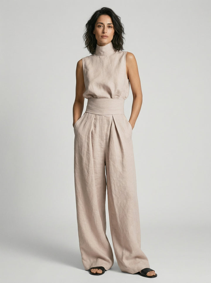 Nuria | Conjunto Minimalista de Blusa sem Mangas