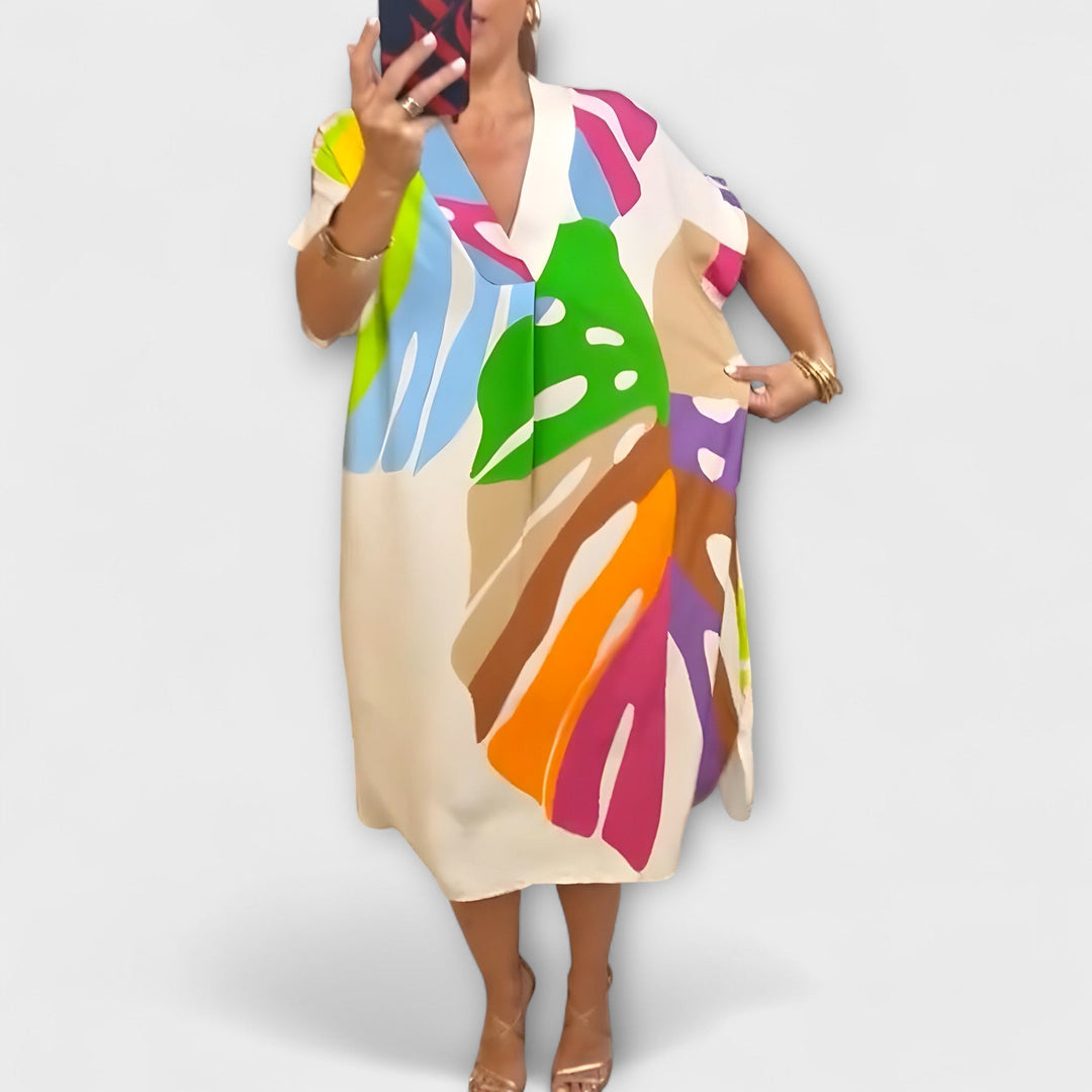 Roos - Vestidos Casuais com Estampados de Folhas Pintadas