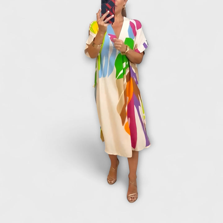 Roos - Vestidos Casuais com Estampados de Folhas Pintadas