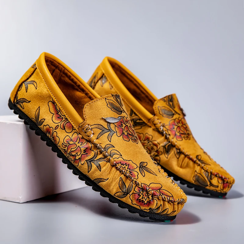 Mocassins Florais de Pele