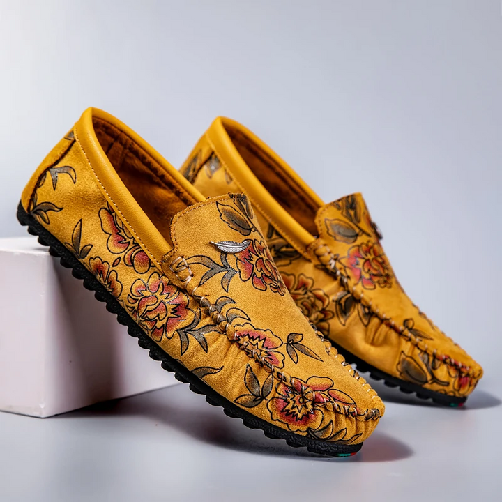 Mocassins Florais de Pele
