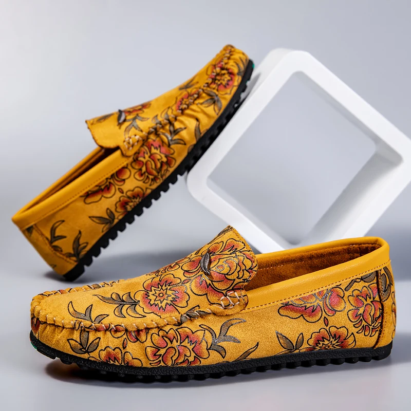 Mocassins Florais de Pele