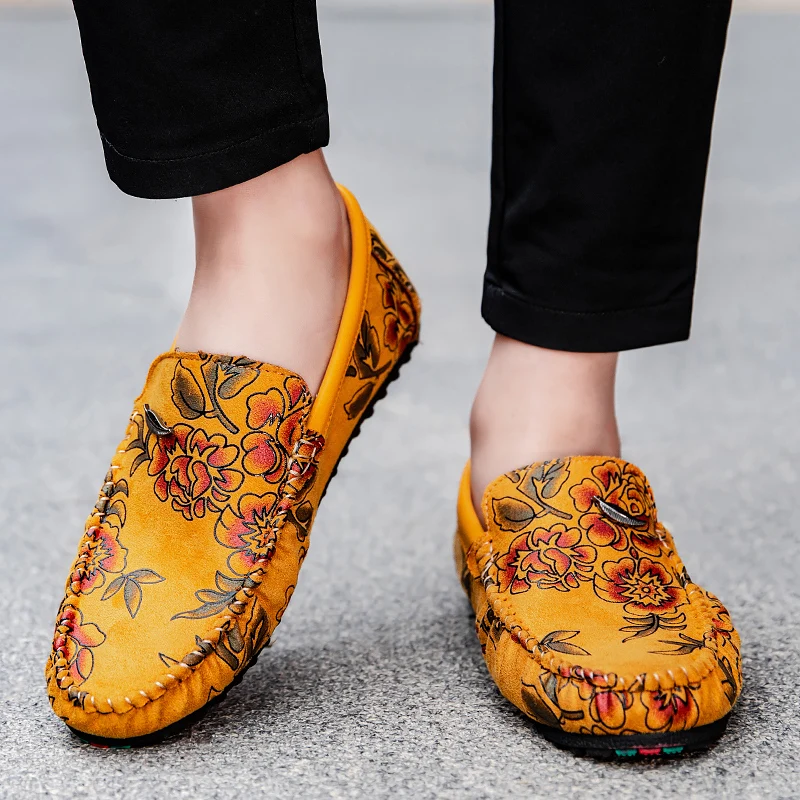 Mocassins Florais de Pele