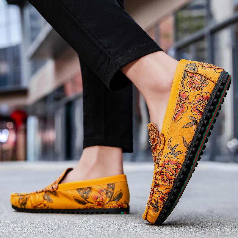 Mocassins Florais de Pele