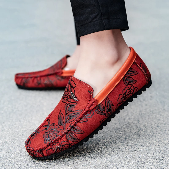Mocassins Florais de Pele