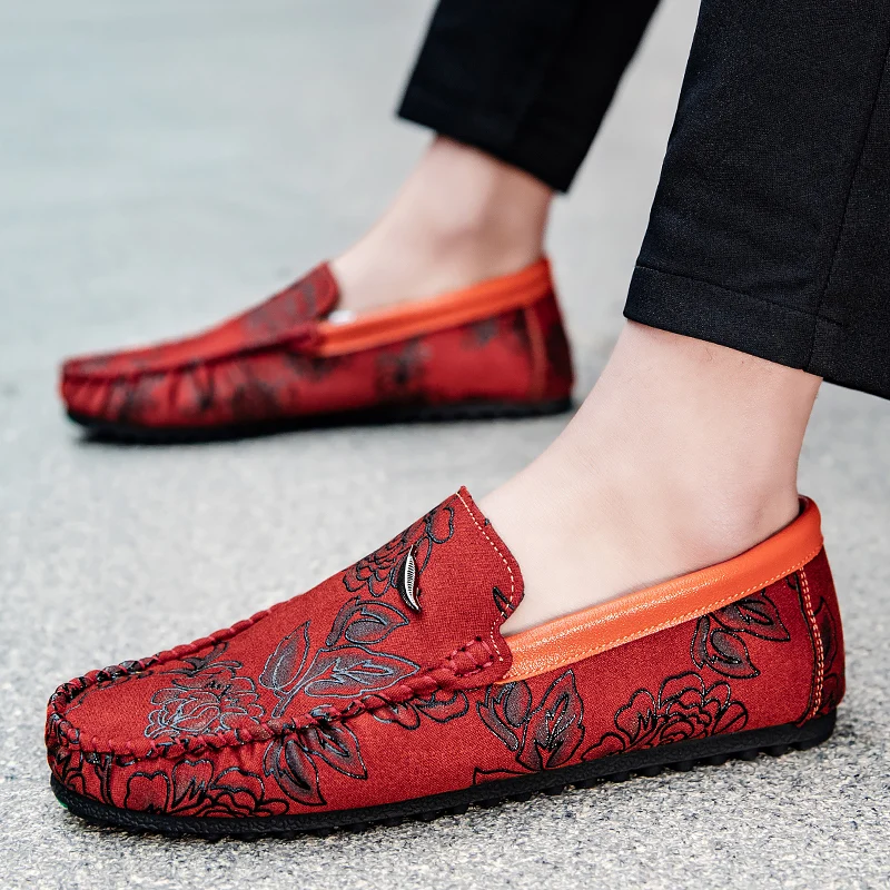 Mocassins Florais de Pele