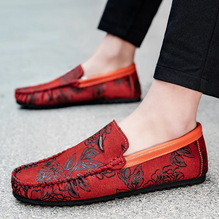Mocassins Florais de Pele
