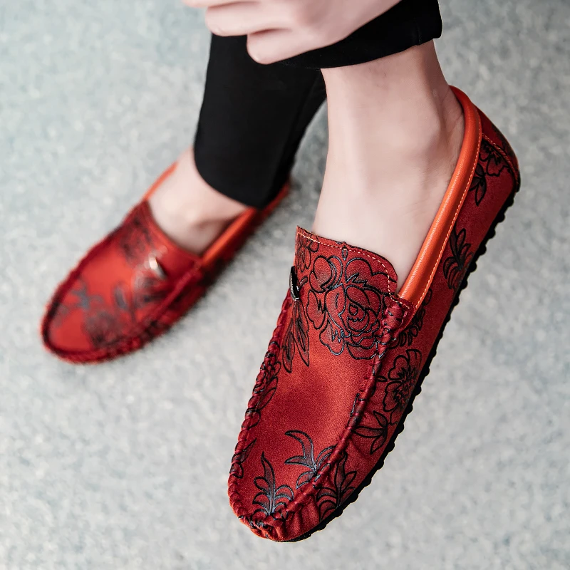 Mocassins Florais de Pele