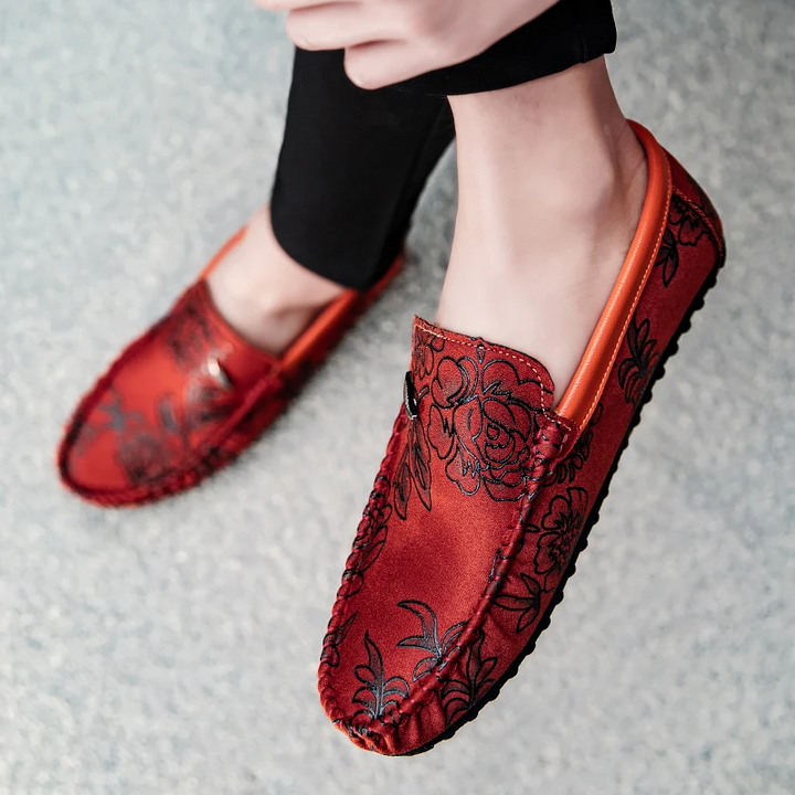 Mocassins Florais de Pele