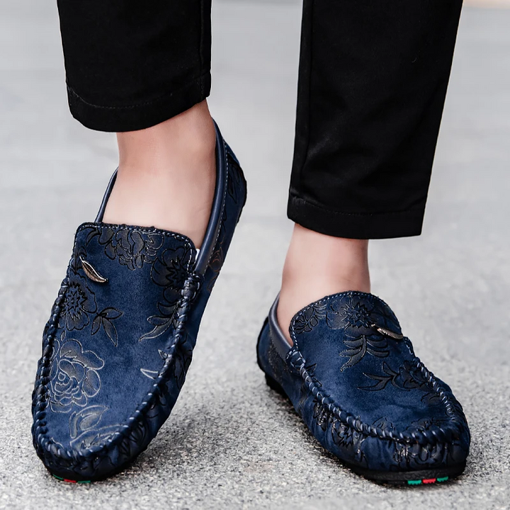 Mocassins Florais de Pele