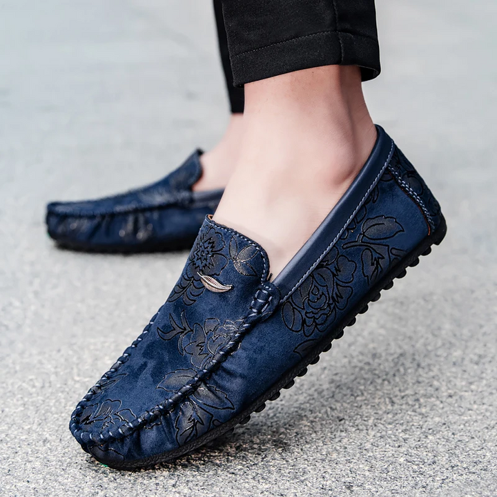 Mocassins Florais de Pele