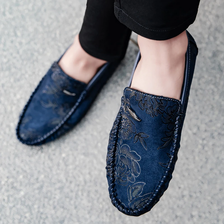 Mocassins Florais de Pele