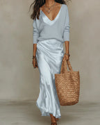 Elena | Vestido Midi Acetinado com Camisola Incluída