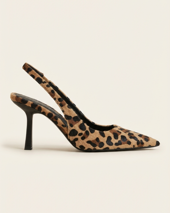 Mónica – Sapatos de Salto de Leopardo com Biqueira Afiada