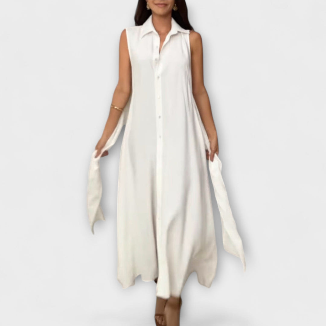 Mira - Vestidos Midi Impressionantes com Fecho Monocromático e Detalhe de Laço