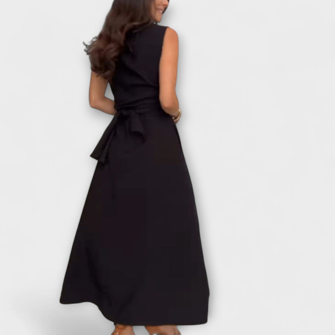 Mira - Vestidos Midi Impressionantes com Fecho Monocromático e Detalhe de Laço