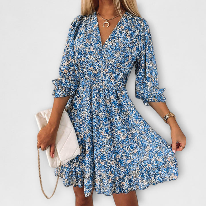 Vestidos Florais com Mangas Bufantes para Mulheres