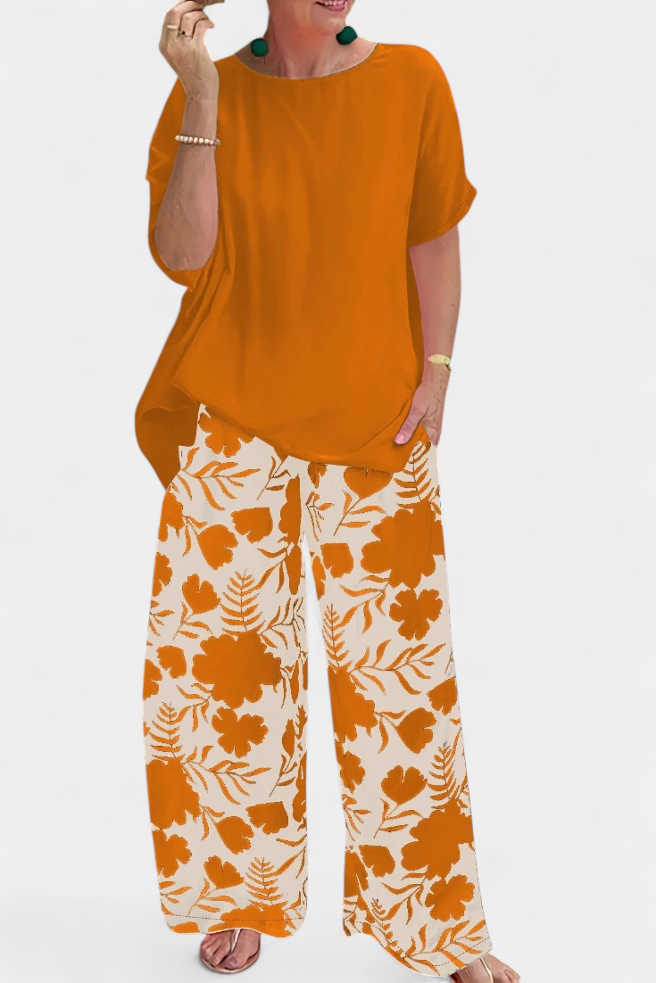 Aivy Conjunto Floral de Duas Peças com Toque Descontraído