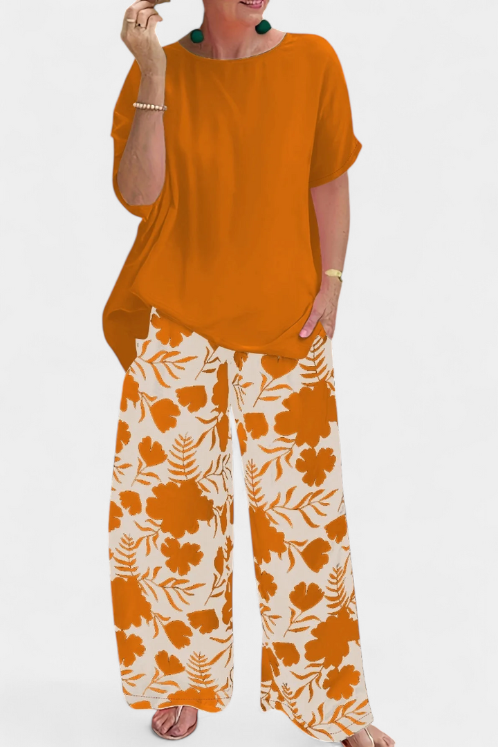 Aivy Conjunto Floral de Duas Peças com Toque Descontraído