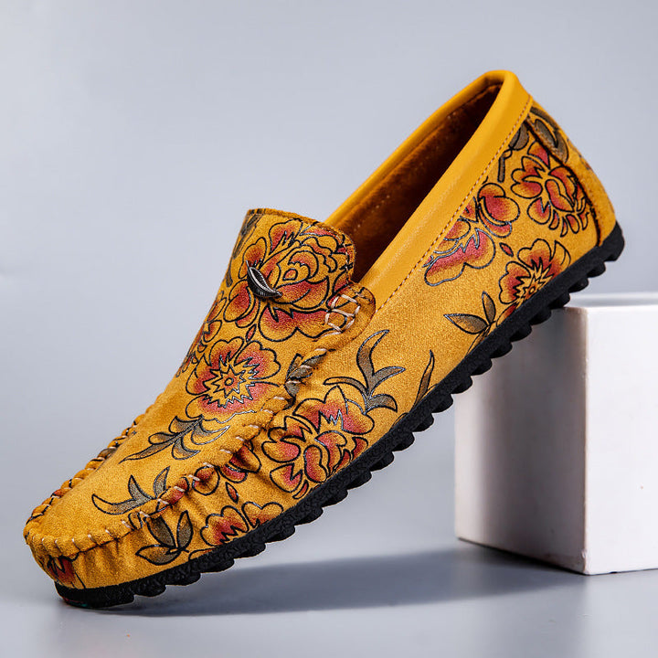 Mocassins Florais de Pele