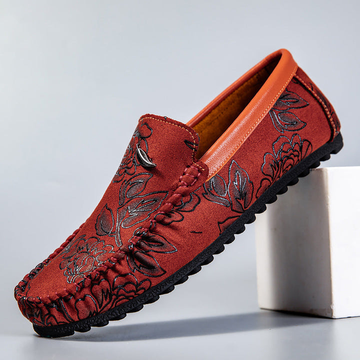 Mocassins Florais de Pele