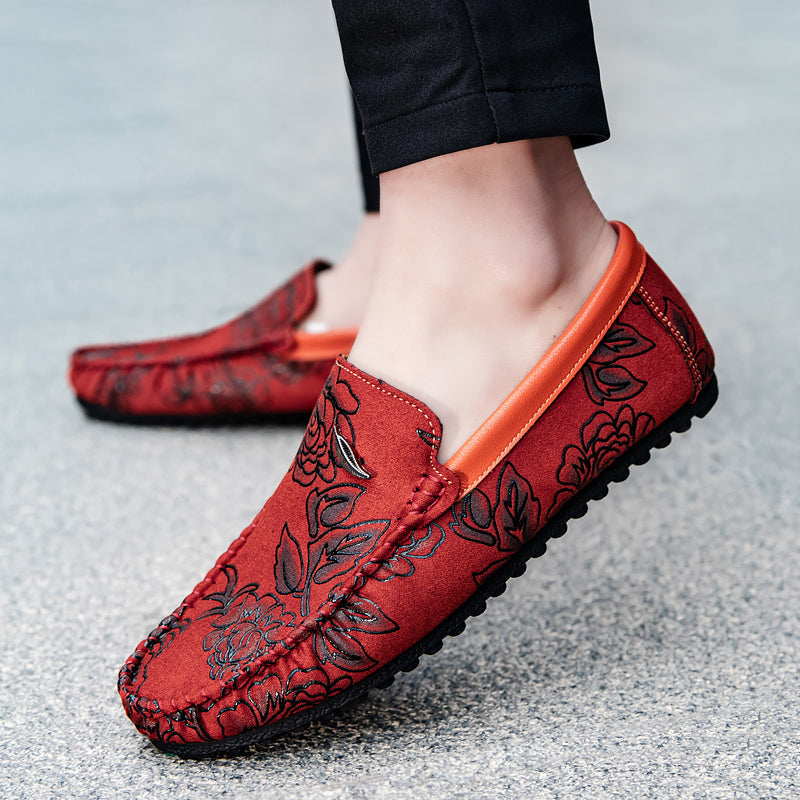 Mocassins Florais de Pele