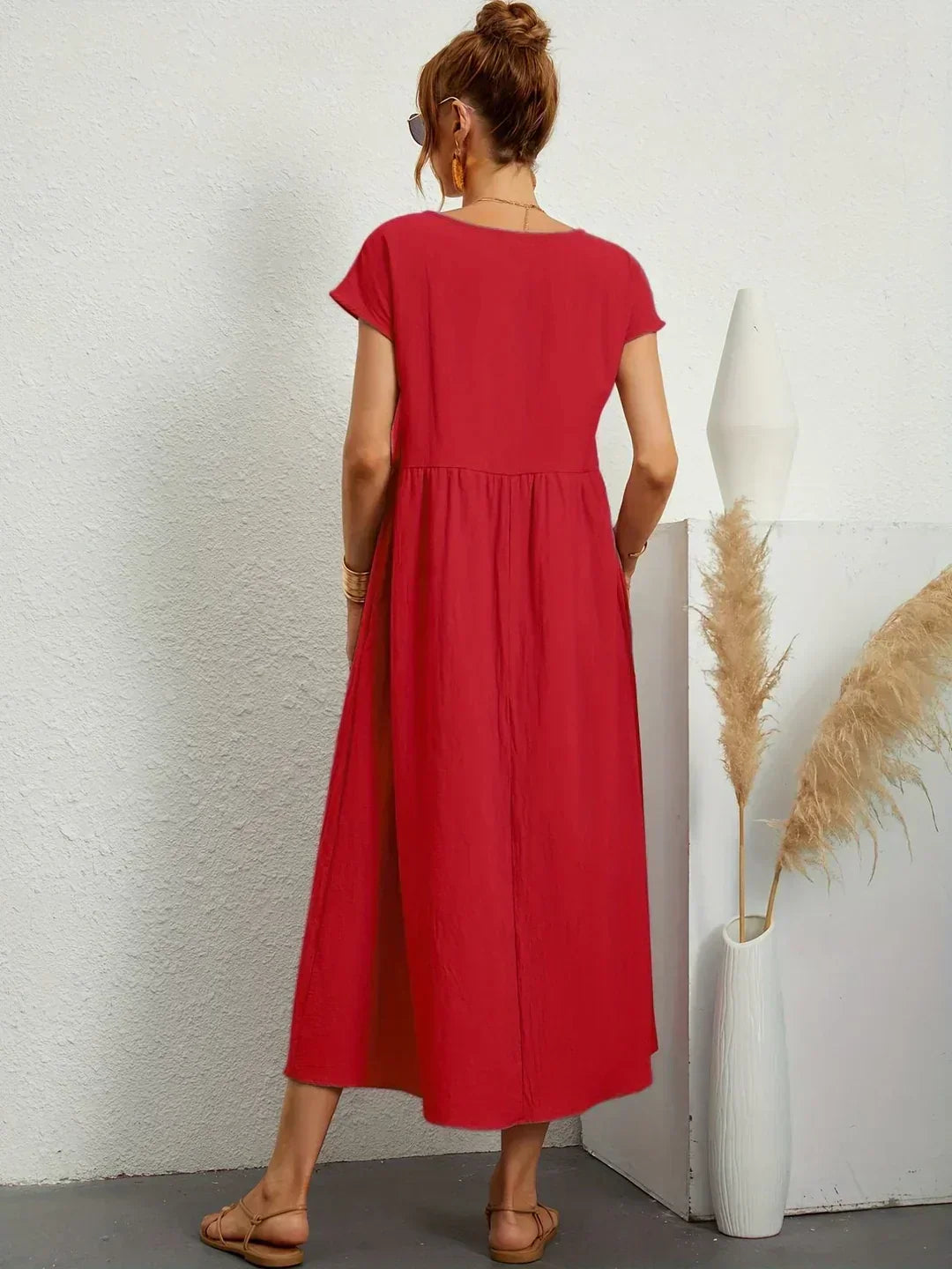 Gabriela™ | Vestido Midi Fluido de Elegância Atemporal