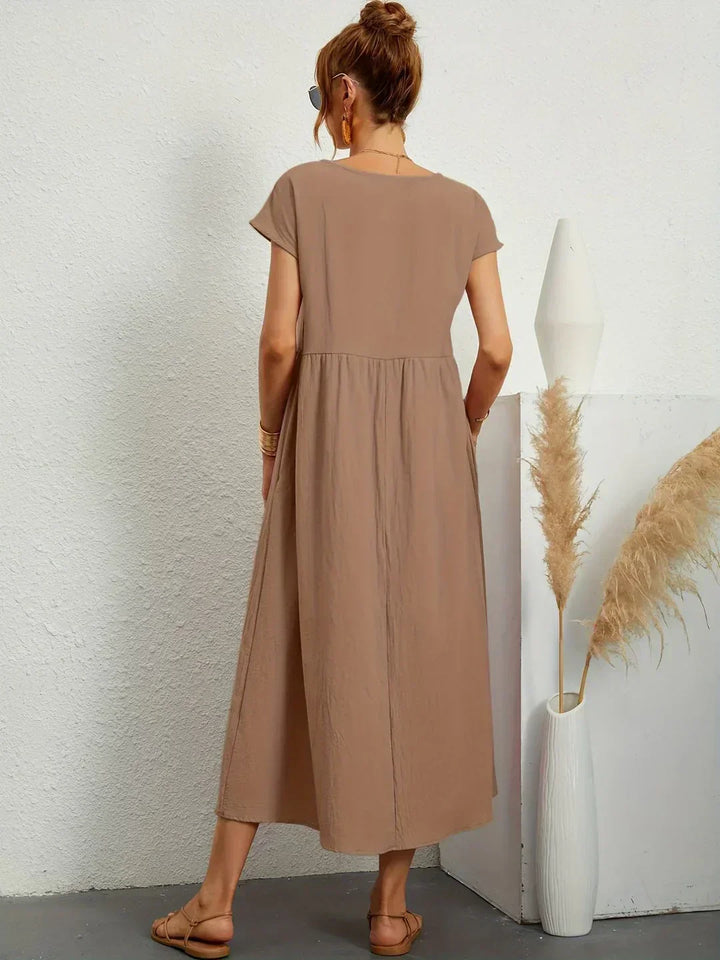 Gabriela™ | Vestido Midi Fluido de Elegância Atemporal