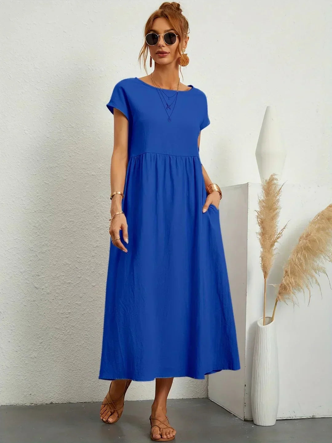 Gabriela™ | Vestido Midi Fluido de Elegância Atemporal
