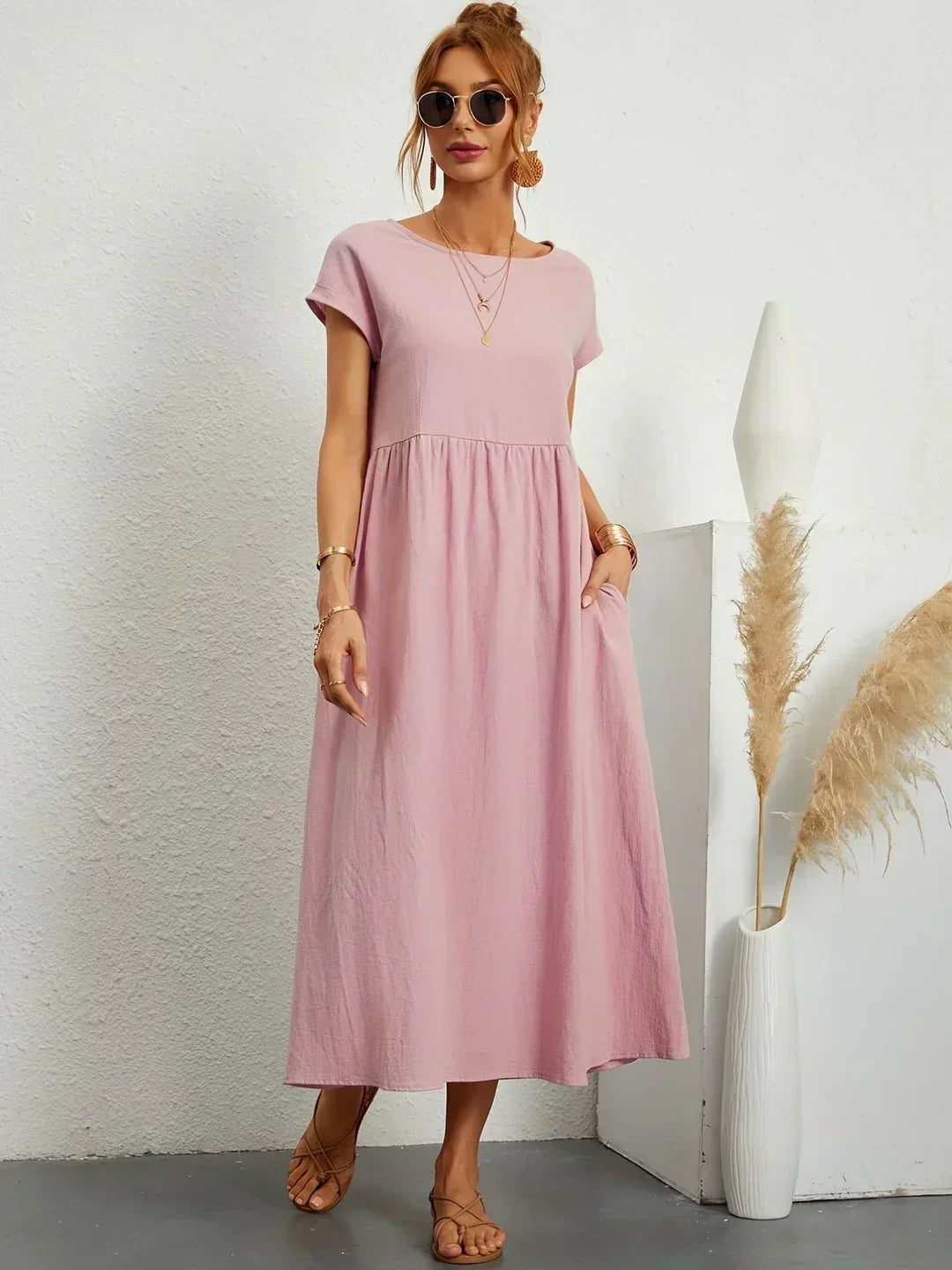 Gabriela™ | Vestido Midi Fluido de Elegância Atemporal