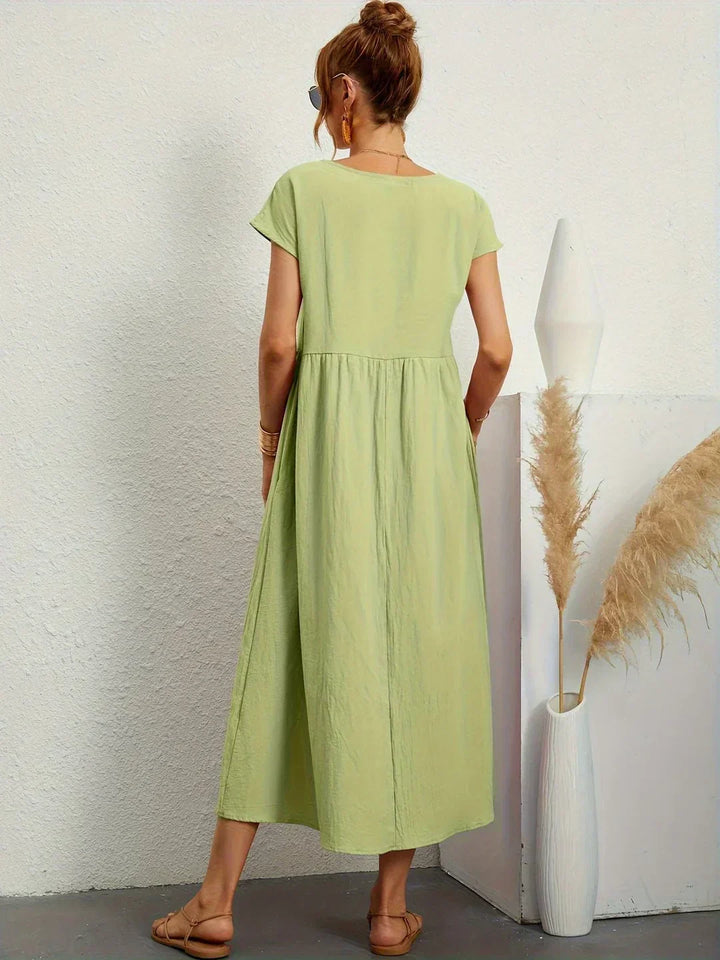 Gabriela™ | Vestido Midi Fluido de Elegância Atemporal