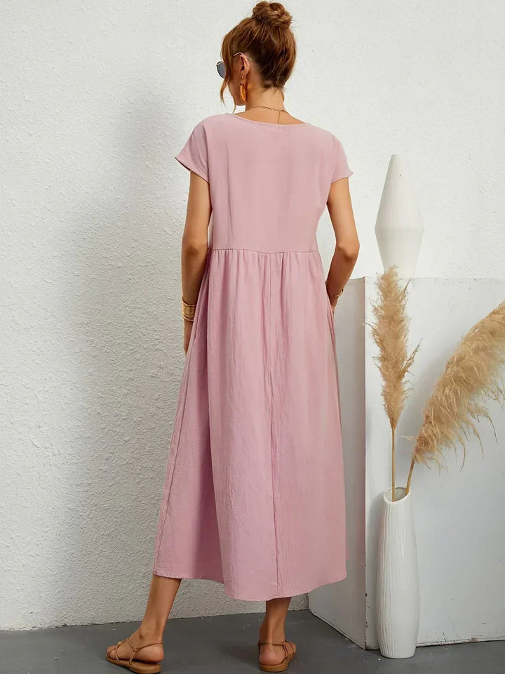 Gabriela™ | Vestido Midi Fluido de Elegância Atemporal