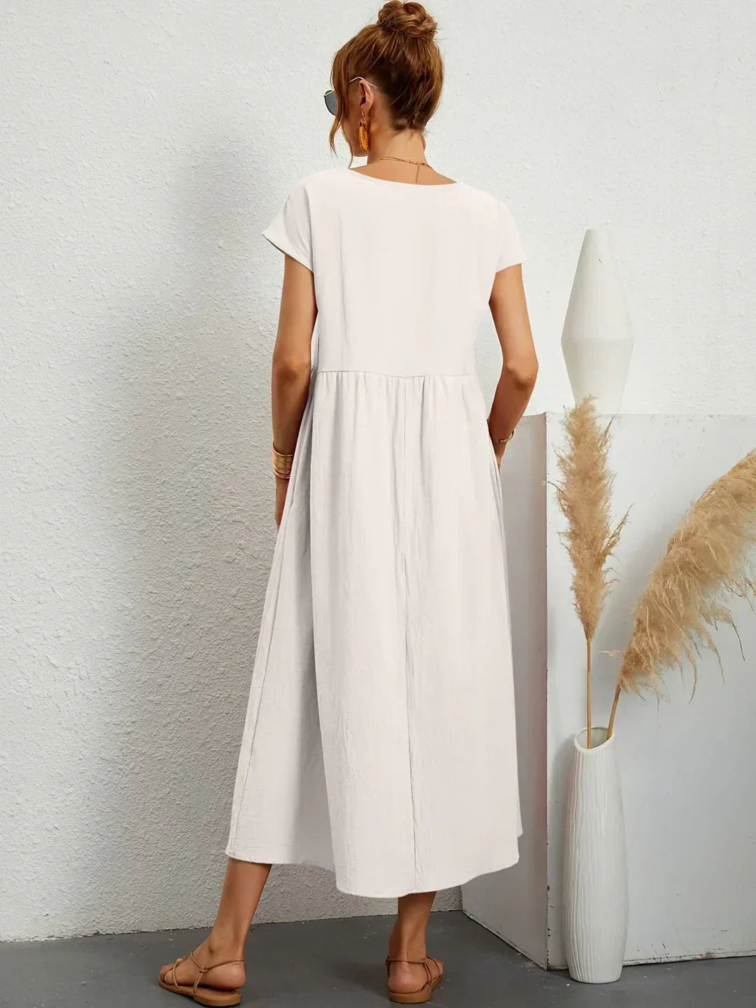 Gabriela™ | Vestido Midi Fluido de Elegância Atemporal