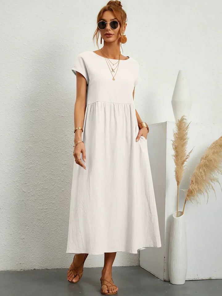 Gabriela™ | Vestido Midi Fluido de Elegância Atemporal