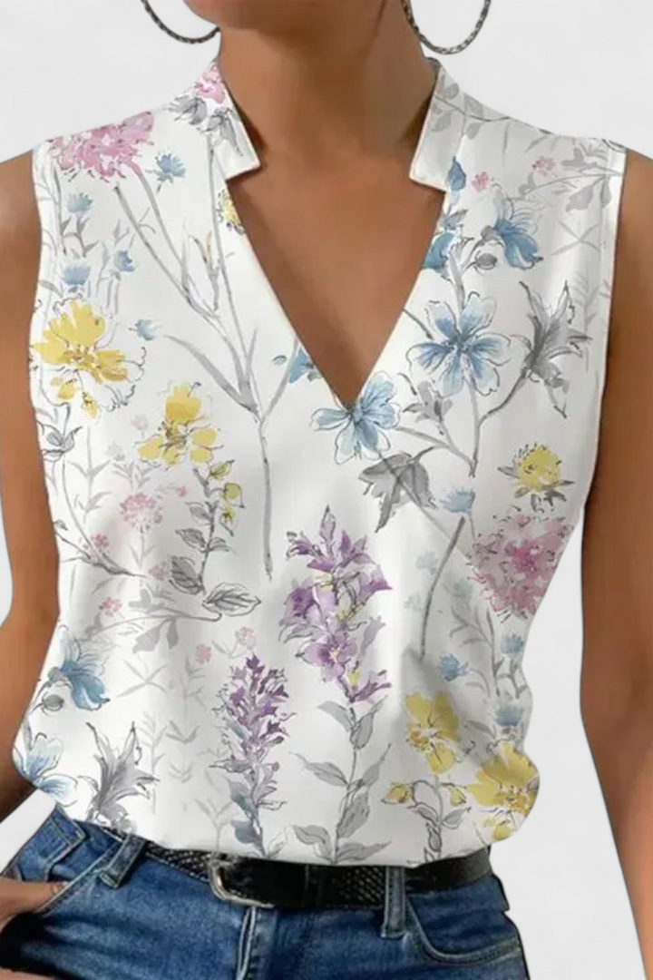 Yariela Top Suave de Verão com Decote em V