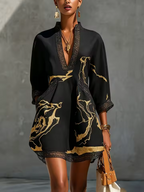 Amelia | Vestido Marfim com Detalhes Dourados