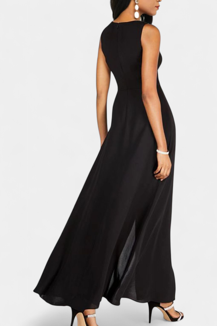 Alicia Conjunto Bicolor Elegante Sem Mangas com Calças Largas