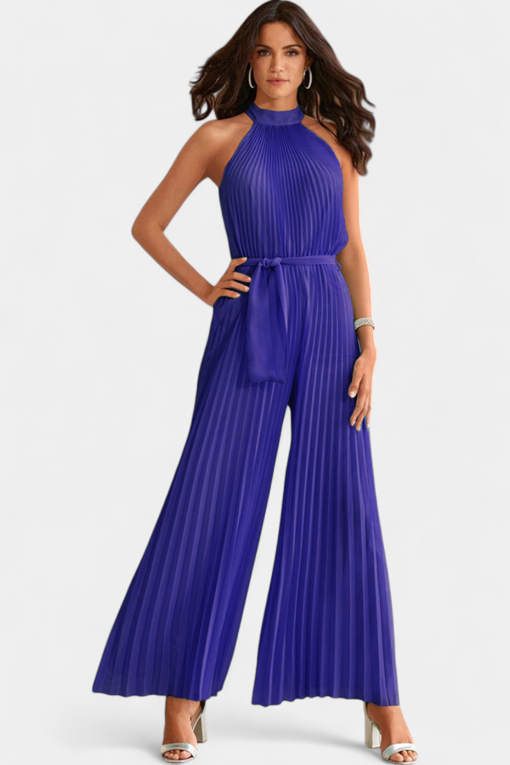 Patrizia Macacão Palazzo Plissado com Gola Halter
