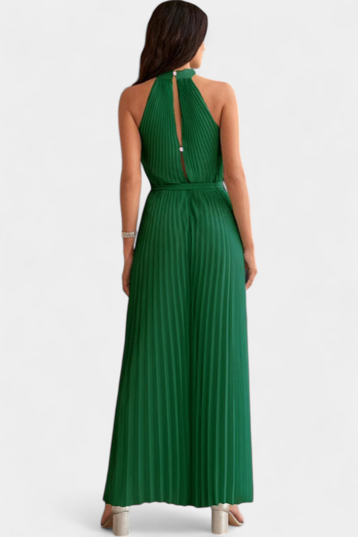 Patrizia Macacão Palazzo Plissado com Gola Halter
