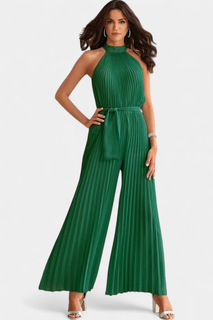 Patrizia Macacão Palazzo Plissado com Gola Halter