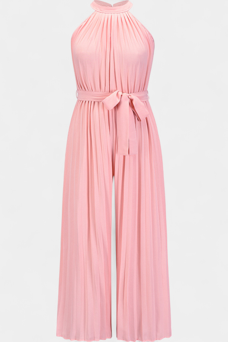 Patrizia Macacão Palazzo Plissado com Gola Halter