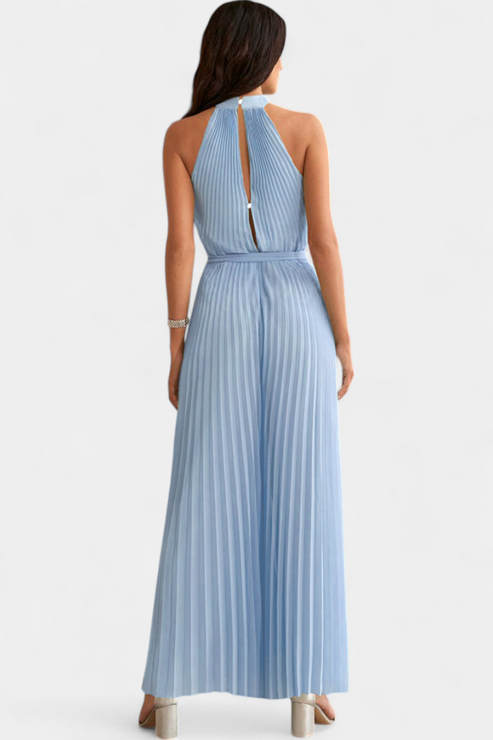 Patrizia Macacão Palazzo Plissado com Gola Halter