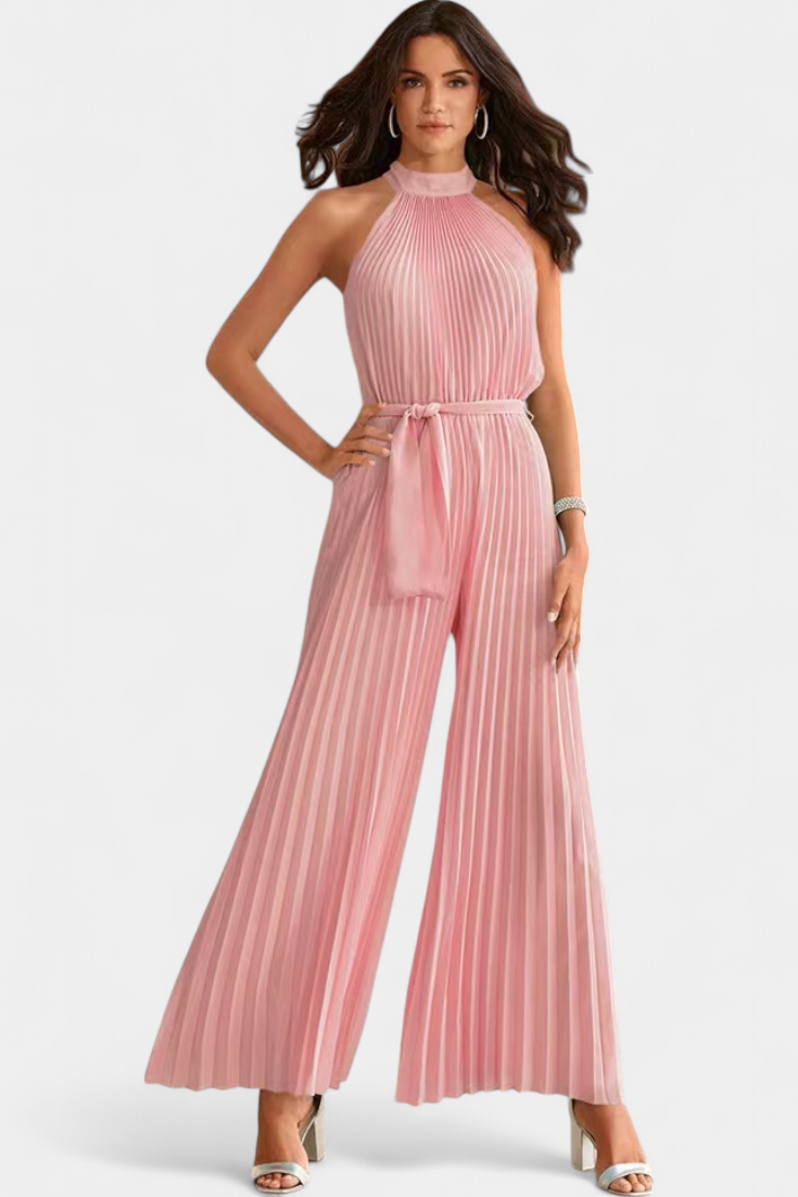 Patrizia Macacão Palazzo Plissado com Gola Halter