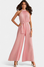Patrizia Macacão Palazzo Plissado com Gola Halter