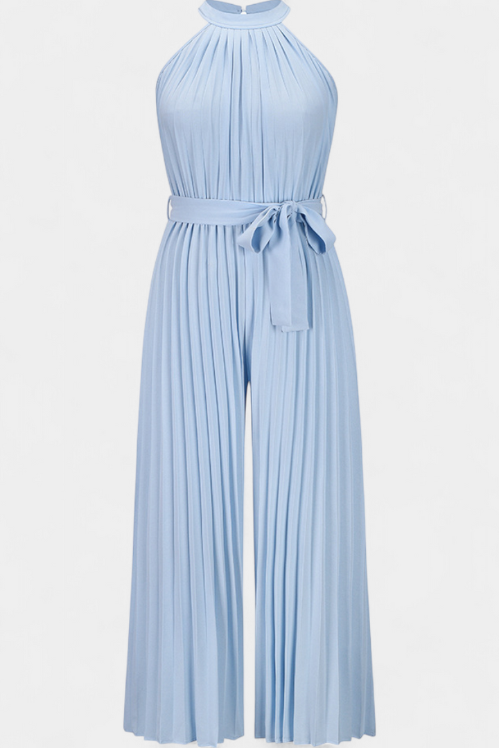 Patrizia Macacão Palazzo Plissado com Gola Halter