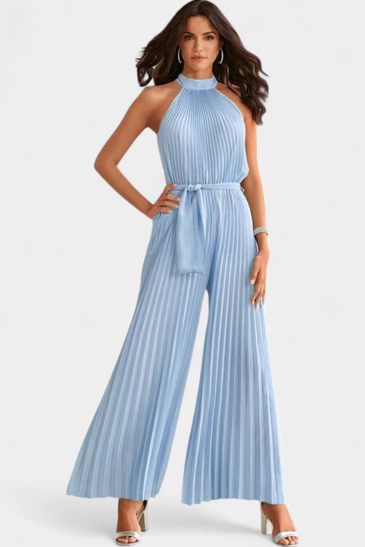 Patrizia Macacão Palazzo Plissado com Gola Halter
