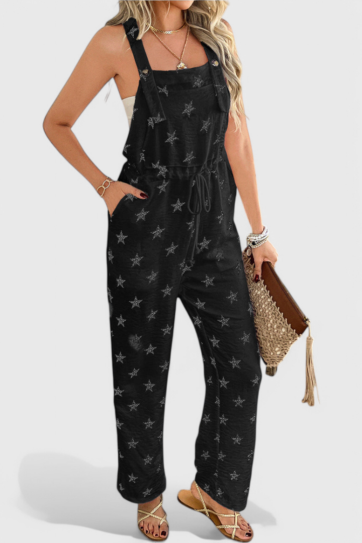 Bianca - Macacão Longo Descontraído com Estampado de Estrelas