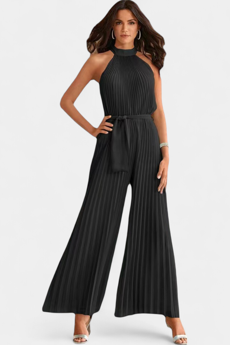 Patrizia Macacão Palazzo Plissado com Gola Halter