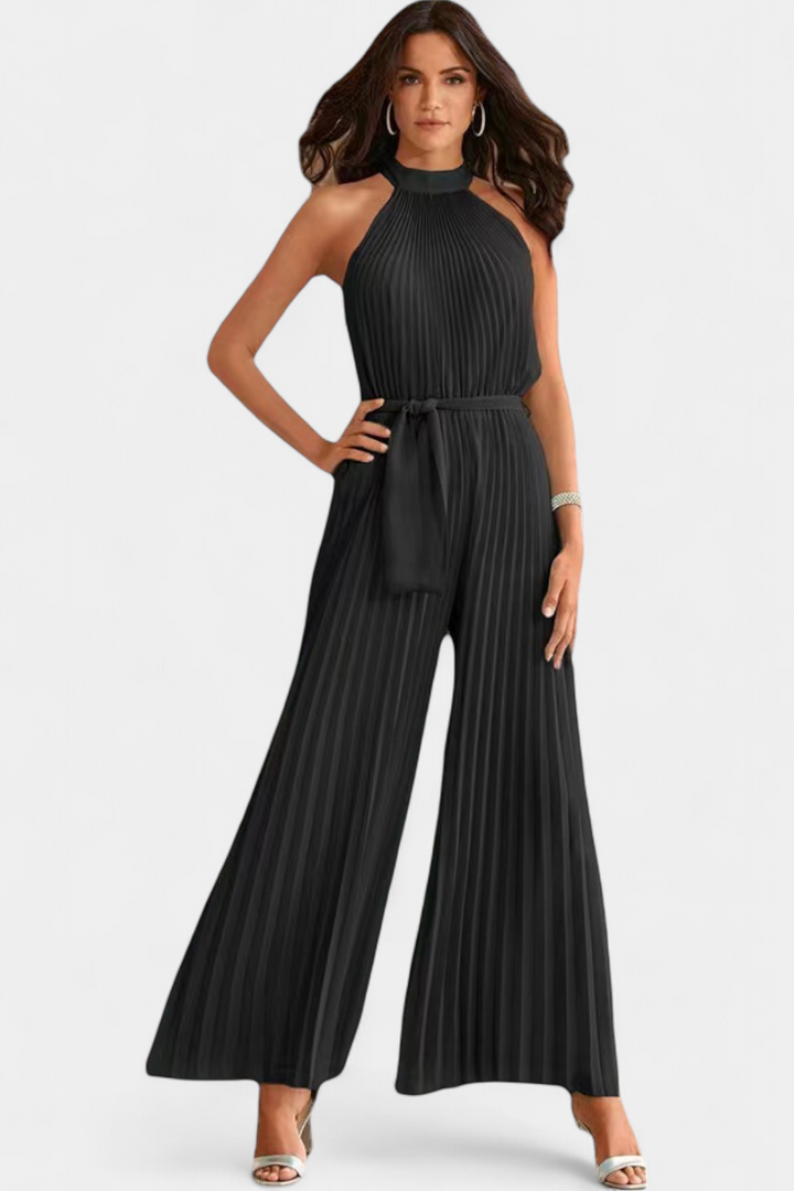 Patrizia Macacão Palazzo Plissado com Gola Halter