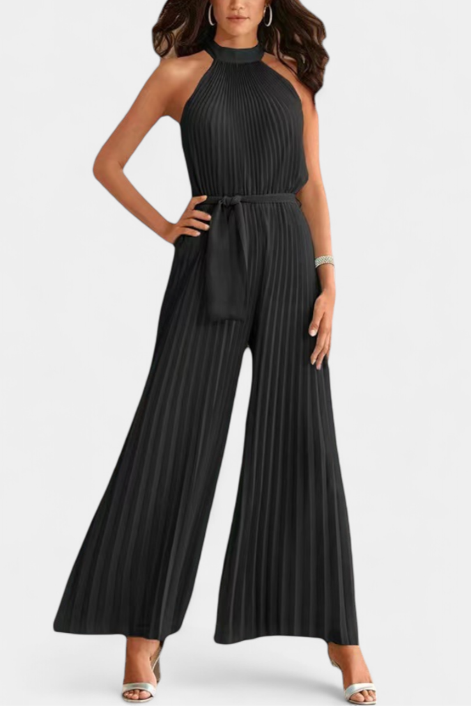 Patrizia Macacão Palazzo Plissado com Gola Halter